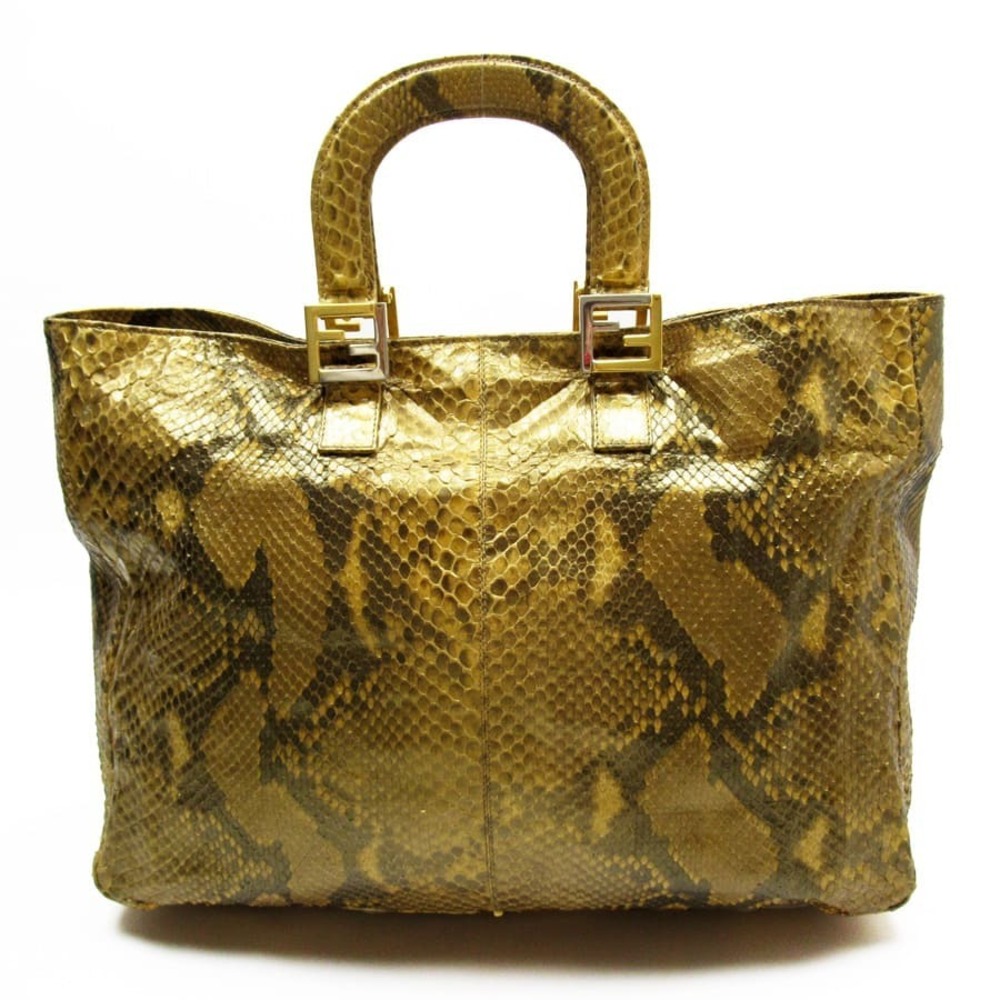 Fendi leather favorite gold handbag brown classic python - Picture 2 of 3
